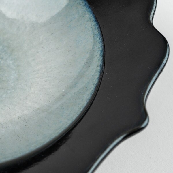 Image of Blue Black Flower Rim Bowl 5.75" 4