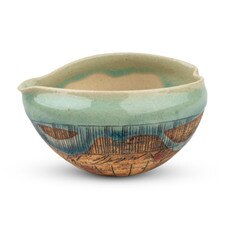 Turquoise Glaze Line Bowl 5"