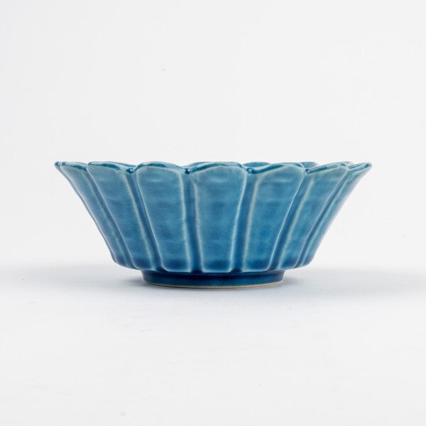 Image of Turquoise Blue Flower Bowl 5.5" 2