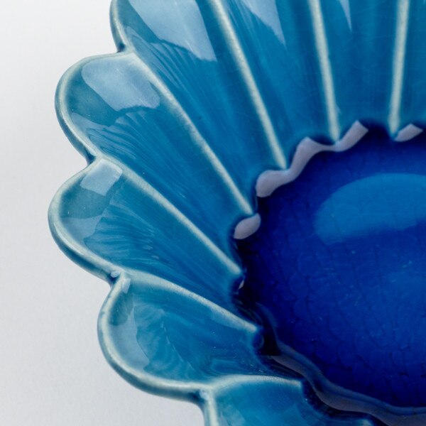 Image of Turquoise Blue Flower Bowl 5.5" 4