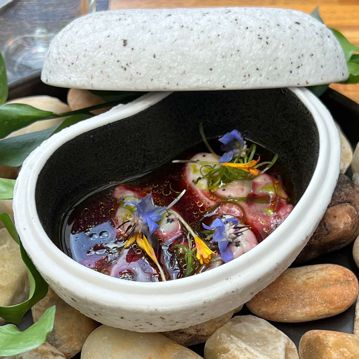 食器 rin5 Stone Frost Lidded Bowl 5.5