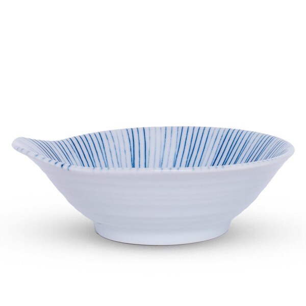 Image of Pinstripe Blue Round Sauce Bowl 5" 2