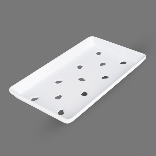 Image of White Melamine Sushi Neta Case Plate with Holes 8.75" 1