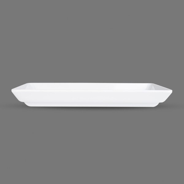 Image of White Melamine Sushi Neta Case Plate with Holes 8.75" 2