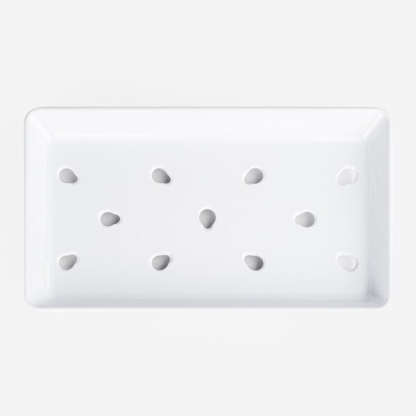 Image of White Melamine Sushi Neta Case Plate with Holes 8.75" 3