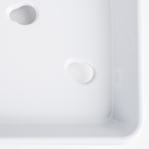 Image of White Melamine Sushi Neta Case Plate with Holes 8.75" 4