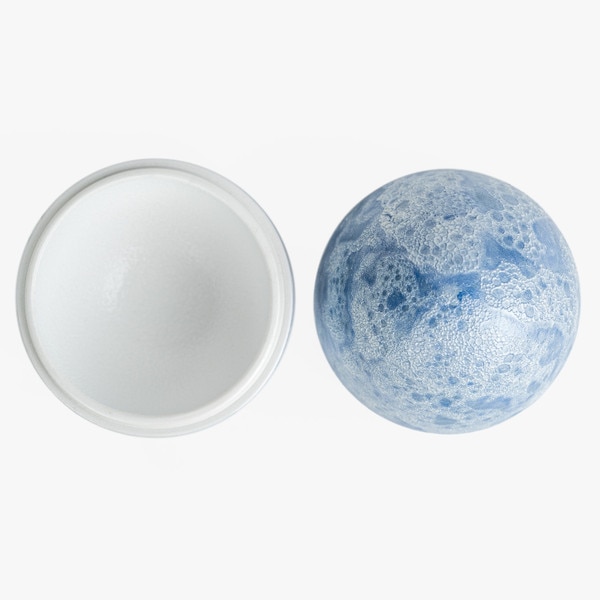 Image of Blue Seafoam Egg-Shaped Lidded Bowl 2.5" 4