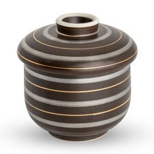 Black Gold Silver Stripes Lidded Bowl 2.75"