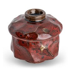 Red Textured Lidded Bowl 3"