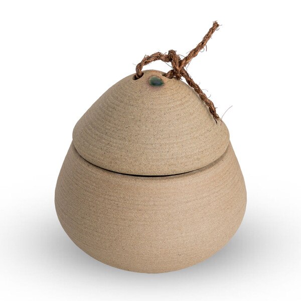 Image of Brown Spiral Lidded Bowl 3.75" 1