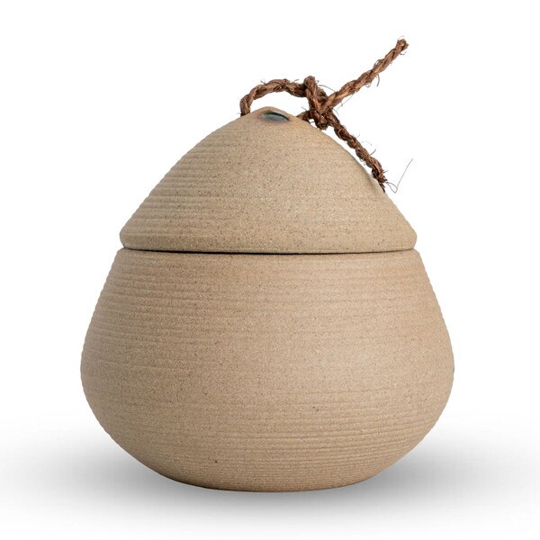 Image of Brown Spiral Lidded Bowl 3.75" 2