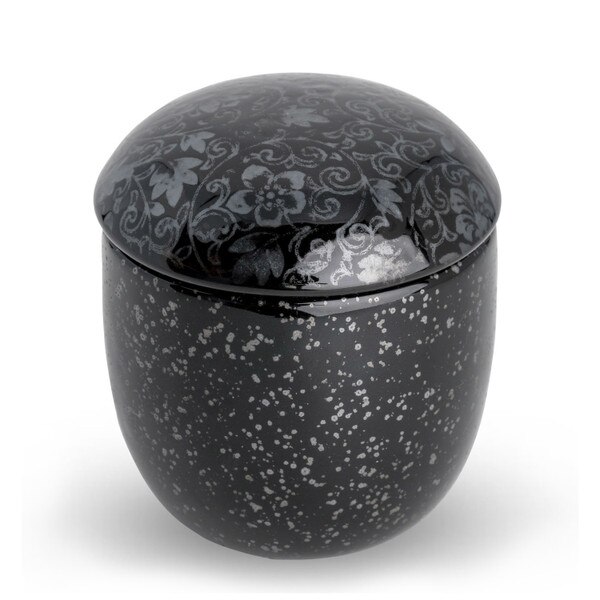 Image of Black Flower Lidded Bowl 3" 1