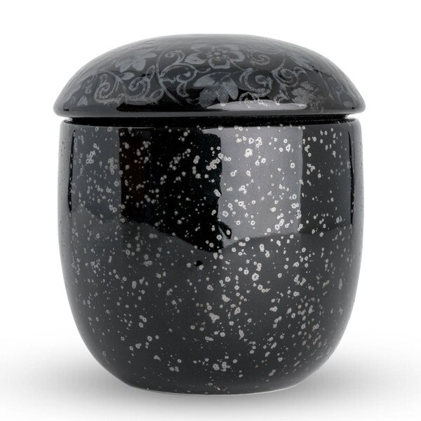 Image of Black Flower Lidded Bowl 3" 2