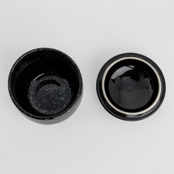 Image of Black Flower Lidded Bowl 3" 4