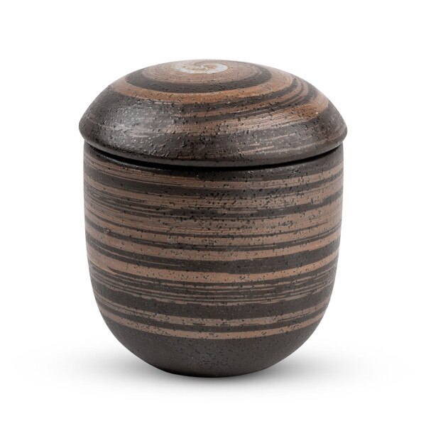 Image of Uzumaki Dark Brown Lidded Bowl 2.75" 1
