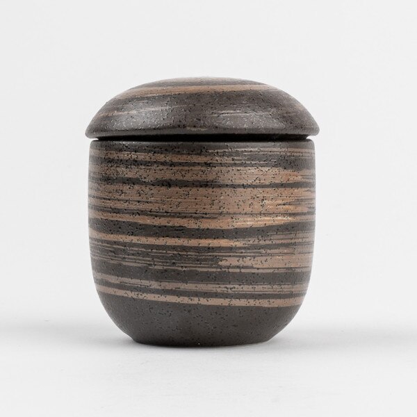 Image of Uzumaki Dark Brown Lidded Bowl 2.75" 2