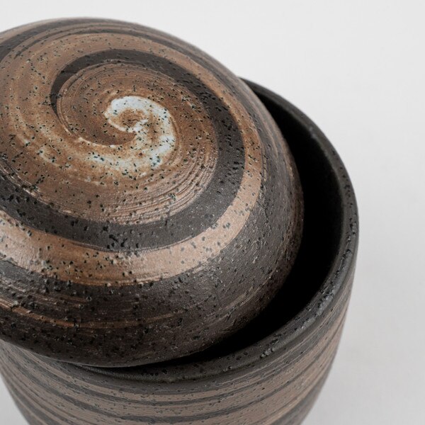 Image of Uzumaki Dark Brown Lidded Bowl 2.75" 4