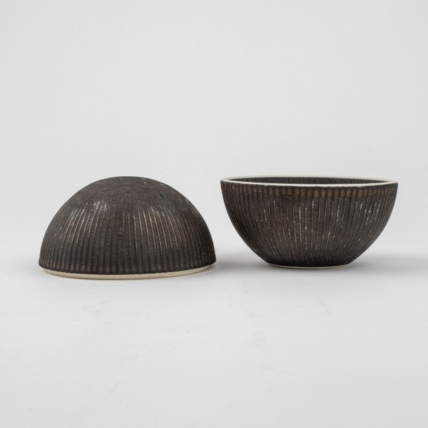 Image of Aged Bronze Lidded Bowl 3.75" 3