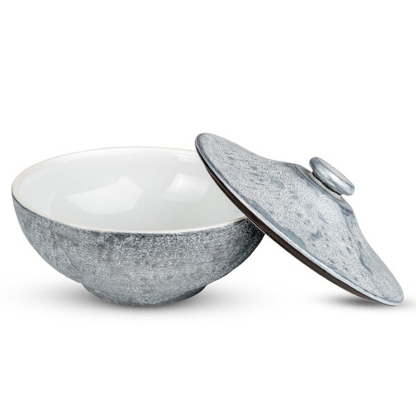 Image of Silver Seafoam Lidded Bowl 4.75" 5