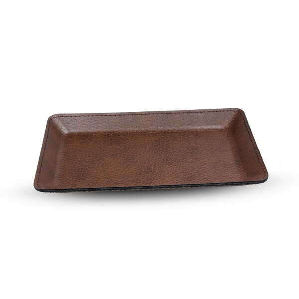 Image of Brown Pebble Grain Leather Cash Tray