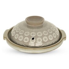 Ginpo Mishima Toban Ceramic Grilling Plate w/ Lid 7"