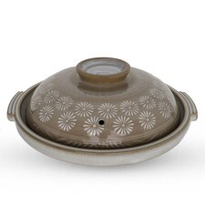Ginpo Mishima Toban Ceramic Grilling Plate w/ Lid 9.5"