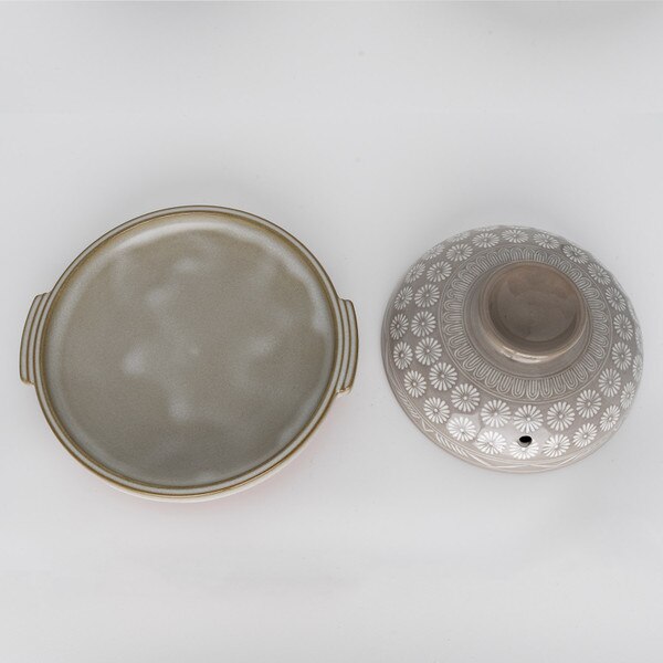 Image of Ginpo Mishima Toban Ceramic Grilling Plate w/ Lid 9.5" 3