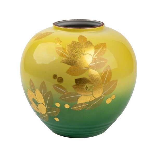 Image of Gold Camellia Vase 9.25" 1
