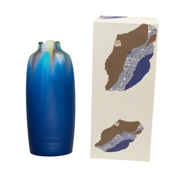 Image of Navy Blue Glazed Narrow Vase 4.25" 2