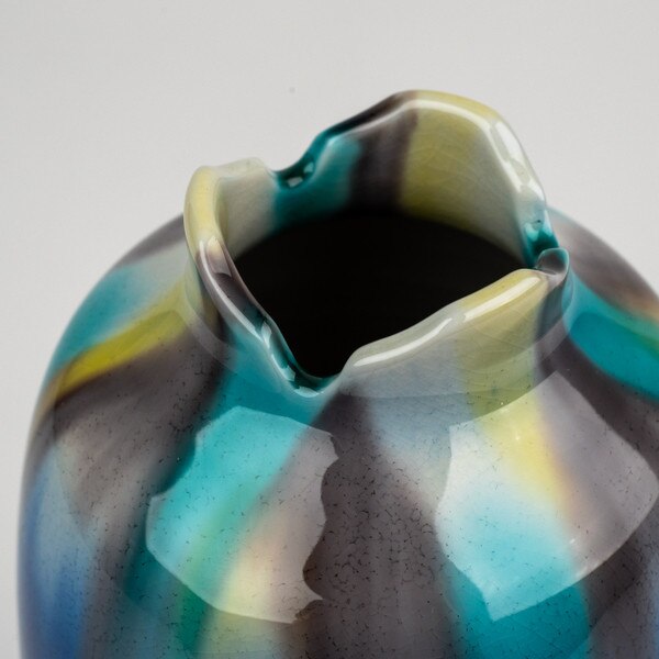 Image of Navy Blue Glazed Narrow Vase 4.25" 3