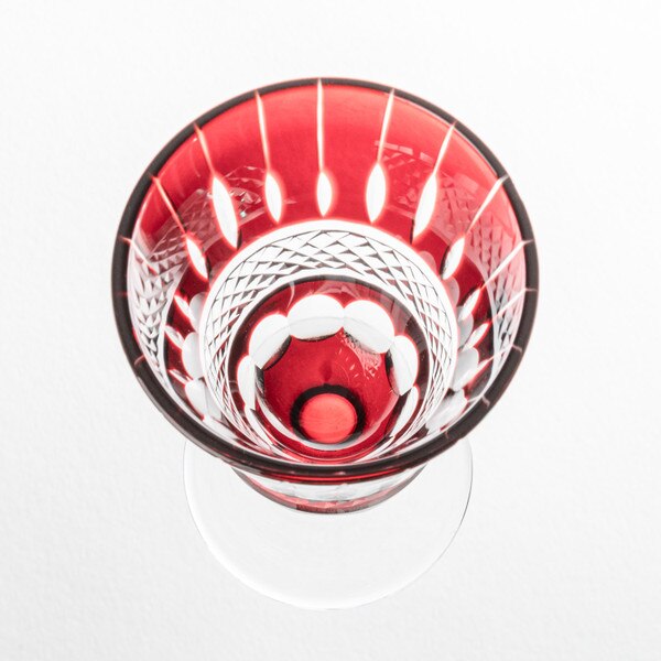 Image of Kiriko Red Glass Pedestal Sake Cup 3