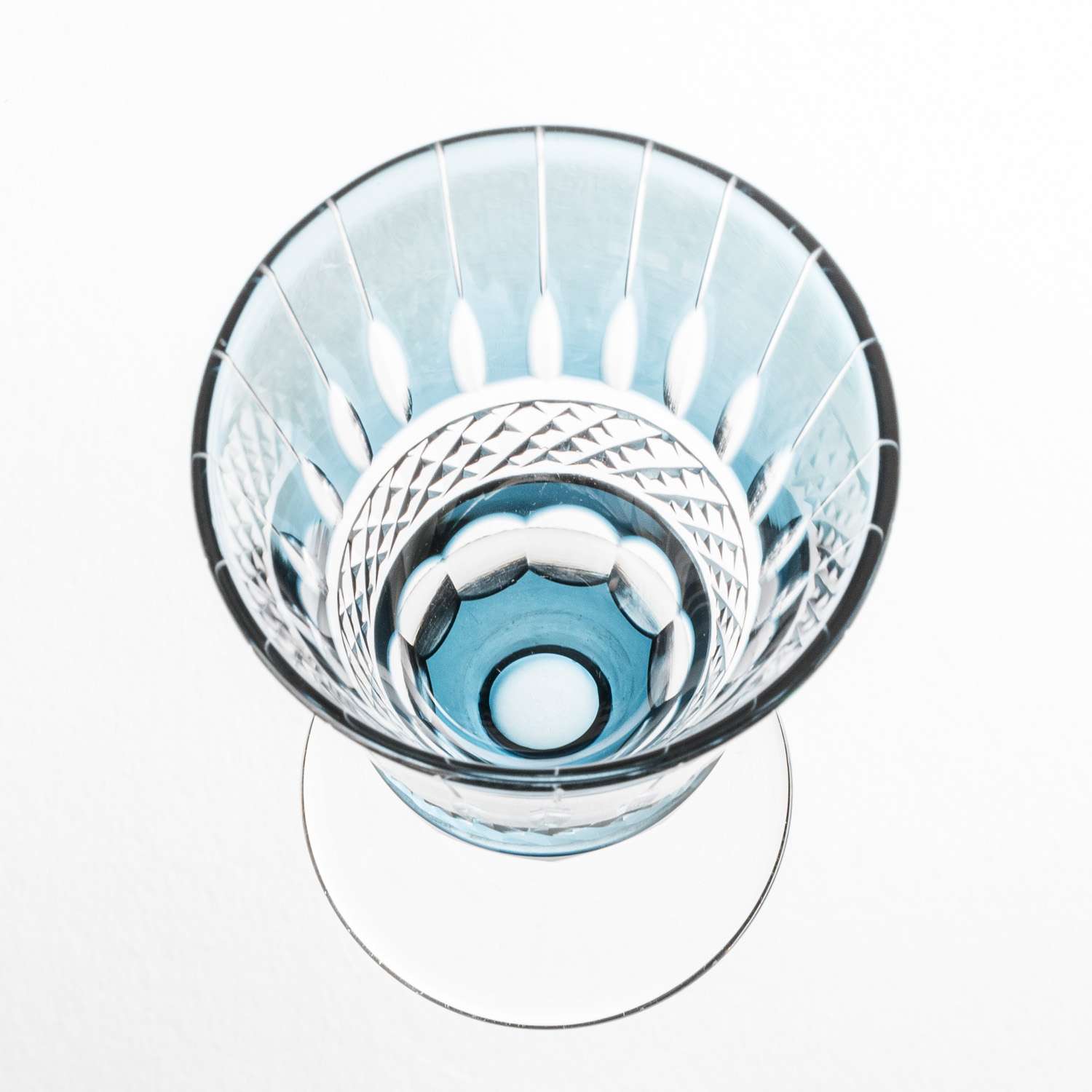 Kiriko Blue Glass Pedestal Sake Cup | KORIN