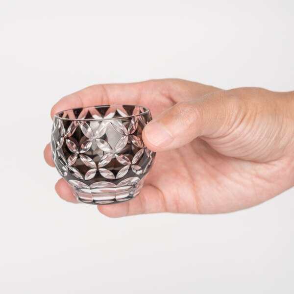 Image of Kiriko Black Glass Sake Cup 5