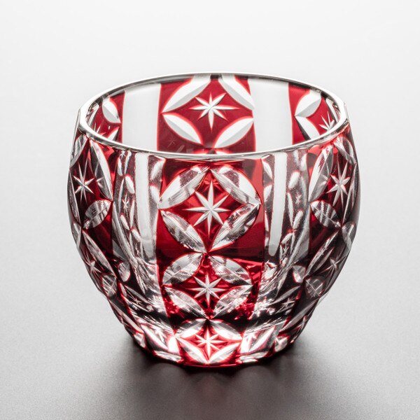 Image of Kiriko Red Glass Sake Cup 1