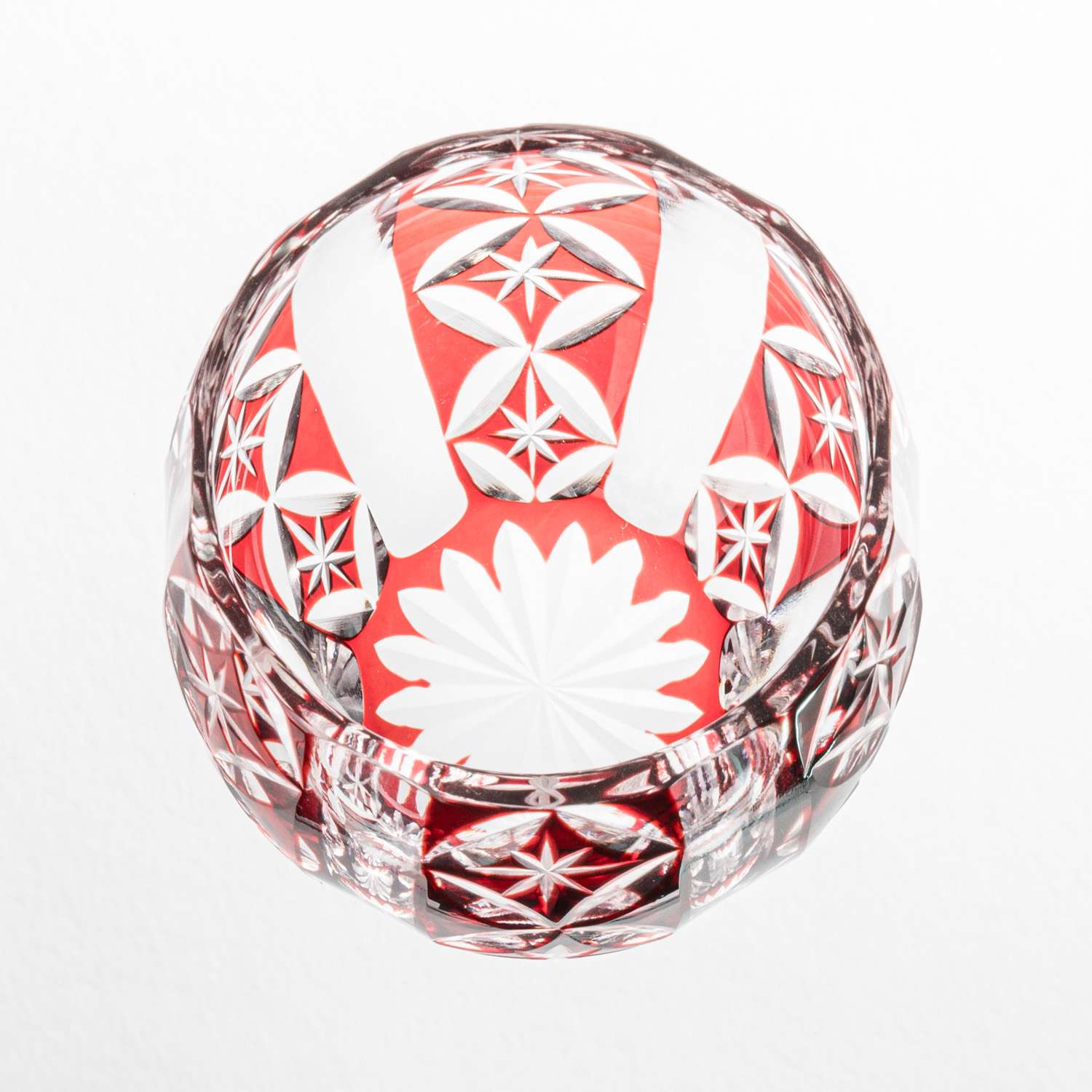 Kiriko Red Glass Sake Cup | KORIN