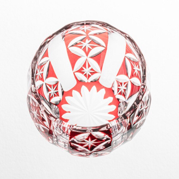 Image of Kiriko Red Glass Sake Cup 3