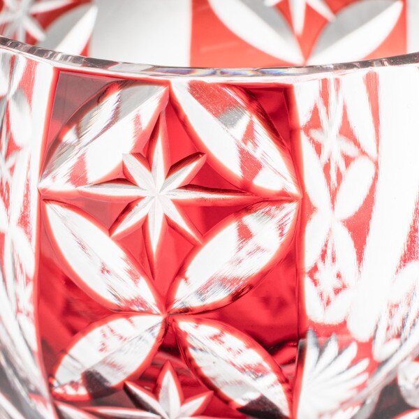 Image of Kiriko Red Glass Sake Cup 4
