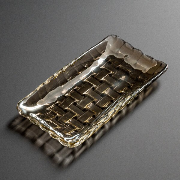 Image of Orme Brown Glass Rectangular Tray 6.25" 1