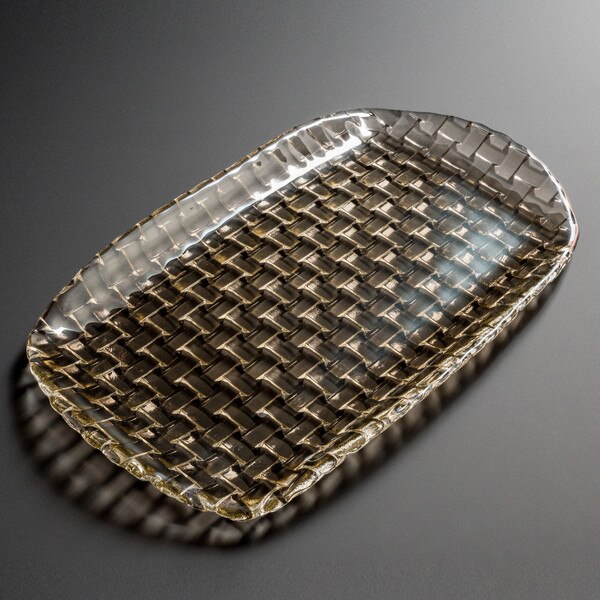 Image of Orme Brown Glass Rectangular Tray 12" 1