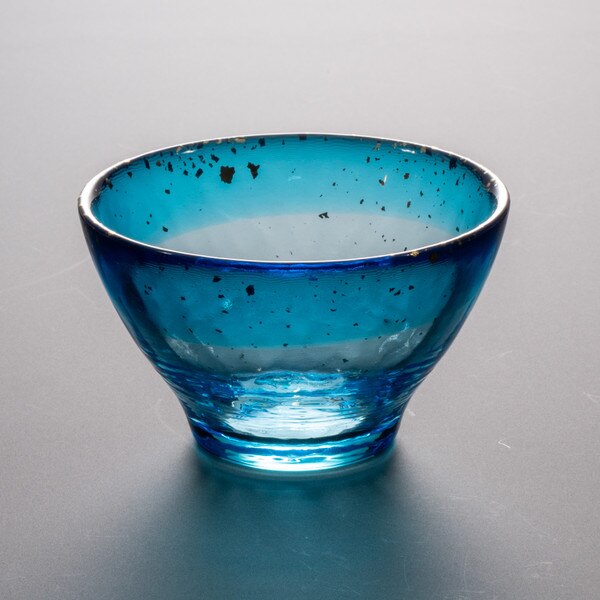 Image of Tsugaru Vidro Handmade Sky Blue Glass Sake Cup 1