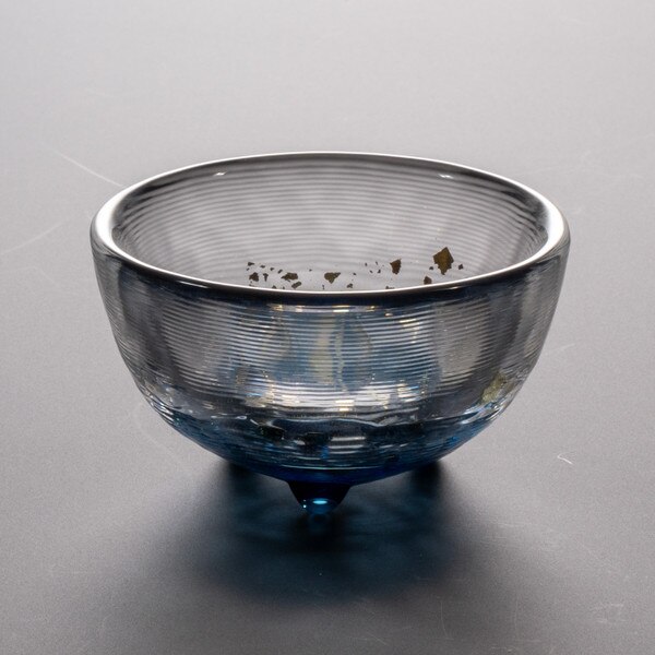 Image of Tsugaru Vidro Handmade Navy Blue Footed Glass Sake Cup 1