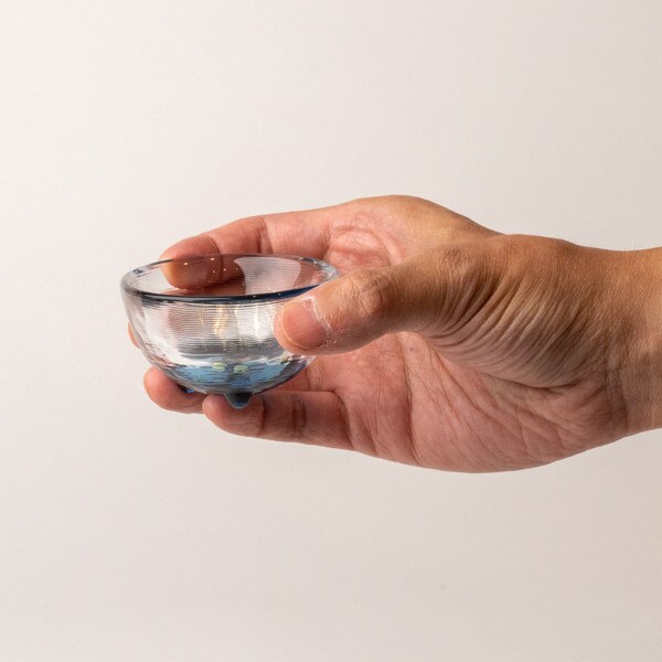 Image of Tsugaru Vidro Handmade Navy Blue Footed Glass Sake Cup 2
