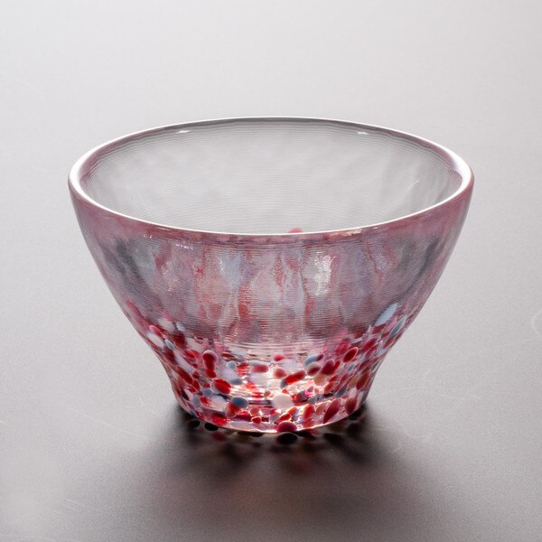 Image of Tsugaru Vidro Handmade Red Confetti Glass Sake Cup 1
