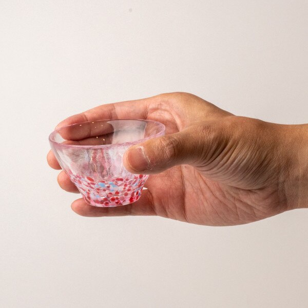 Image of Tsugaru Vidro Handmade Red Confetti Glass Sake Cup 2