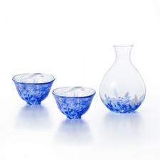 Tsugaru Vidro Handmade Serenity Blue Sake Set
