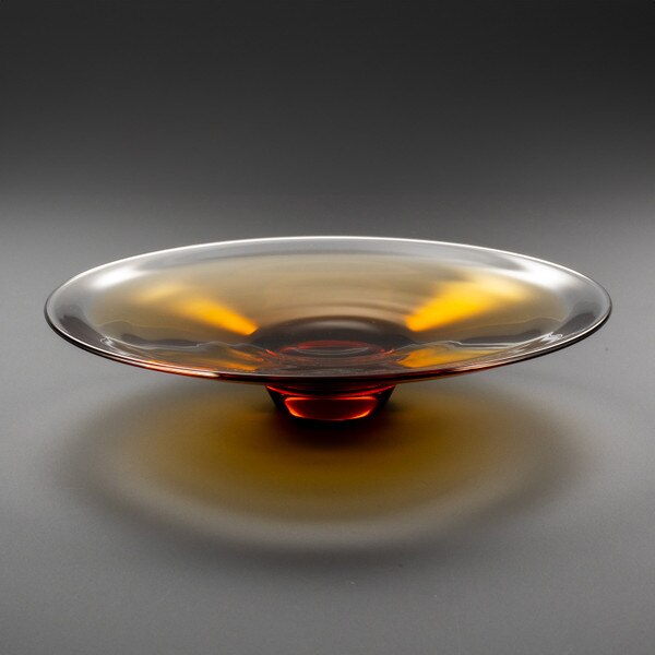 Image of Tsugaru Vidro Handmade Prestige Amber Glass Plate 9" 1