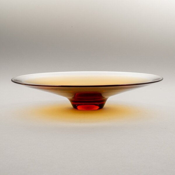 Image of Tsugaru Vidro Handmade Prestige Amber Glass Plate 9" 2