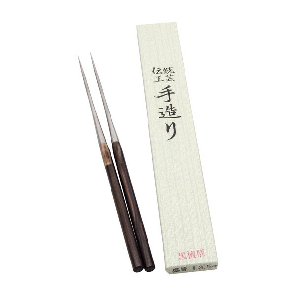 Image of Moribashi Ebony Wooden Handle Plating Chopsticks 12.5" 2