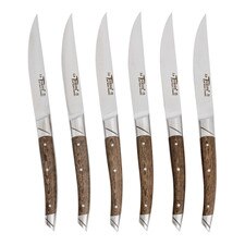 Le Thiers Avantage Steak Knives Brown Handle Mat Finish (Set of 6)
