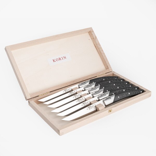 Image of Le Thiers Pirou Avantage Steak Knives Carbon Fiber Handle (Set of 6) 2